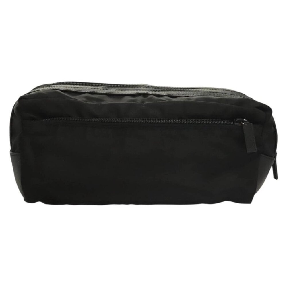 PRADA Clutch Bag Nylon Leather Black Silver Auth ki5843 - Picture 2 of 16